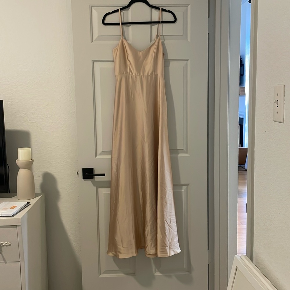 Show Me Your Mumu Faith dress in champagne satin